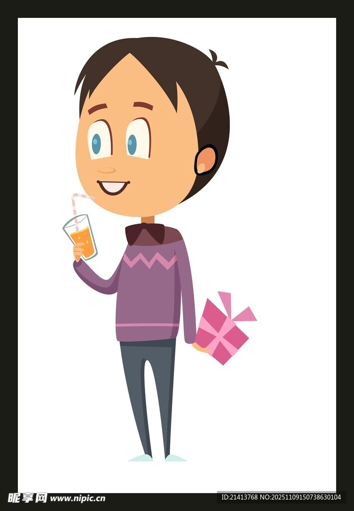 女孩手持飲品與禮物