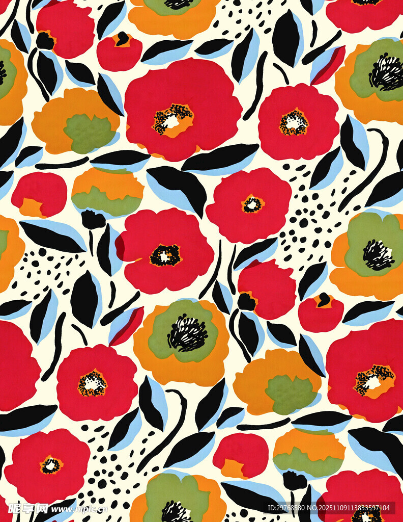 多彩花卉圖案背景