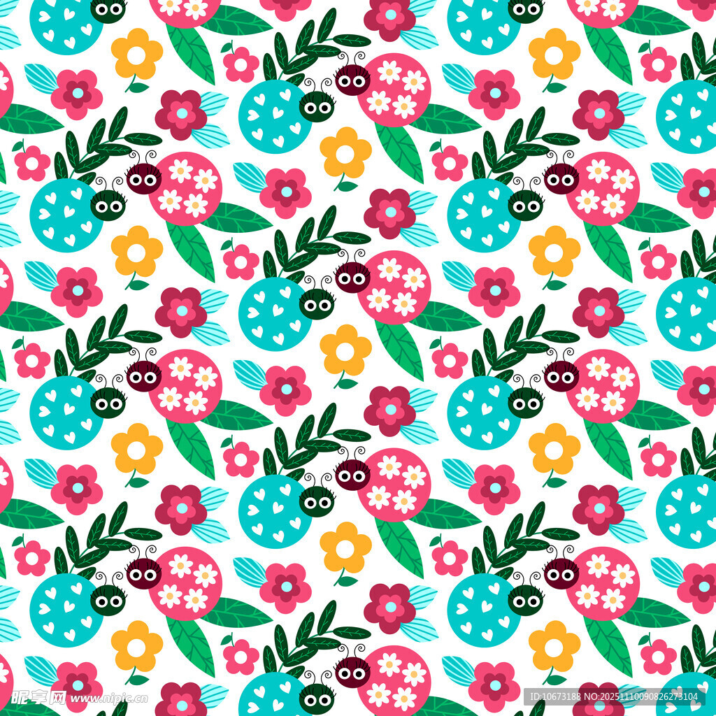 多彩花卉圖案無縫背景