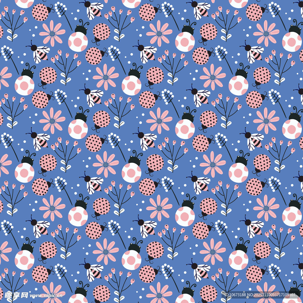 藍(lán)色花卉圖案布料紋理