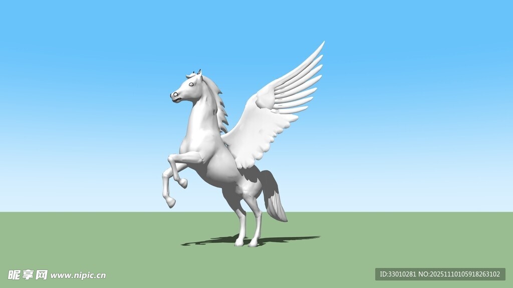 展翅騰空的奇幻白馬