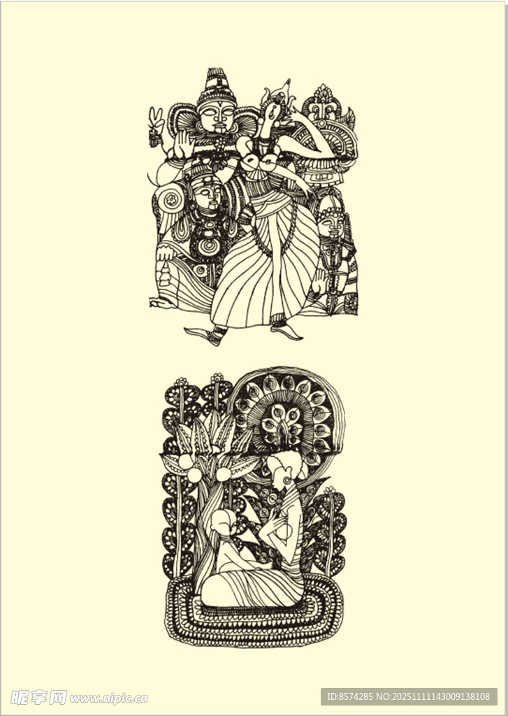 復(fù)古風(fēng)格人物裝飾圖案