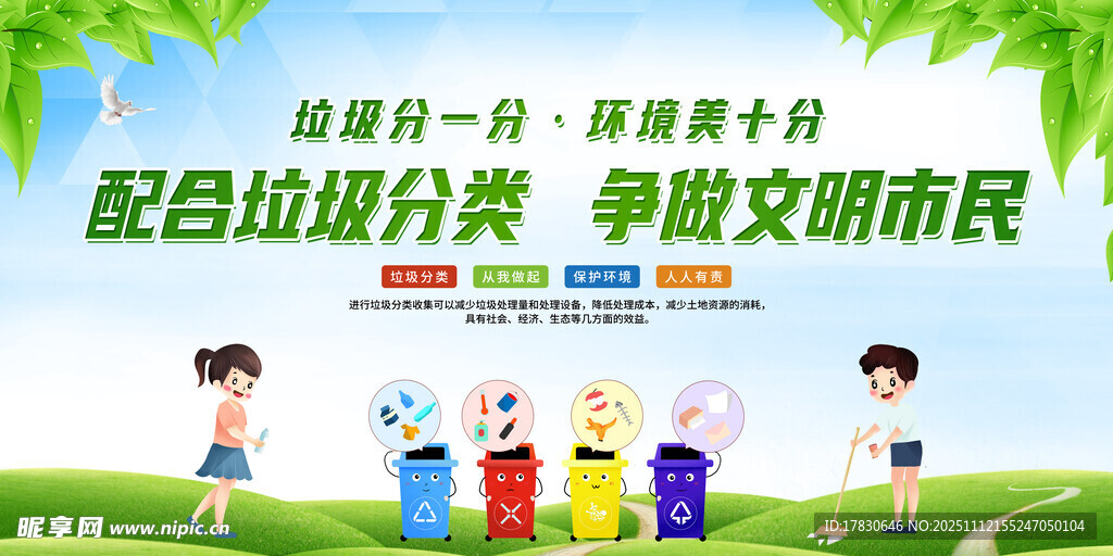 兒童參與垃圾分類宣傳畫