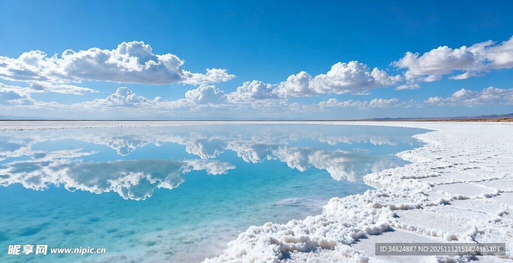 夢幻藍(lán)白鹽湖美麗風(fēng)光