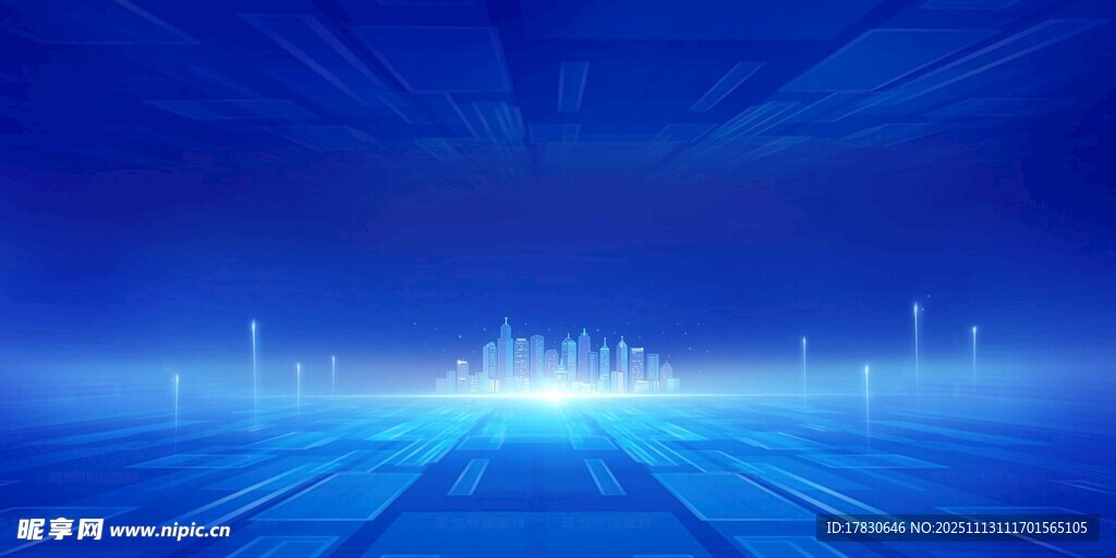 藍(lán)色科技感未來(lái)場(chǎng)景背景