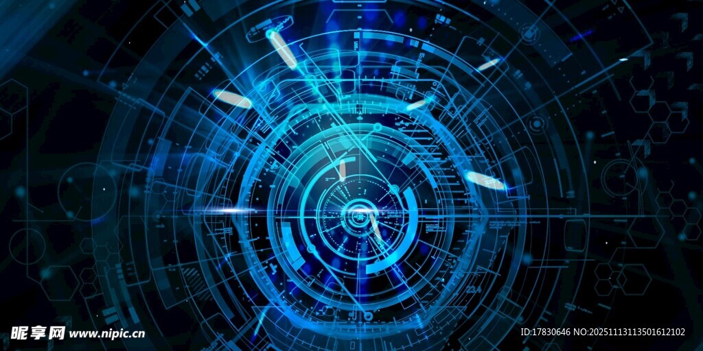 科技感藍(lán)色動態(tài)光環(huán)圖案