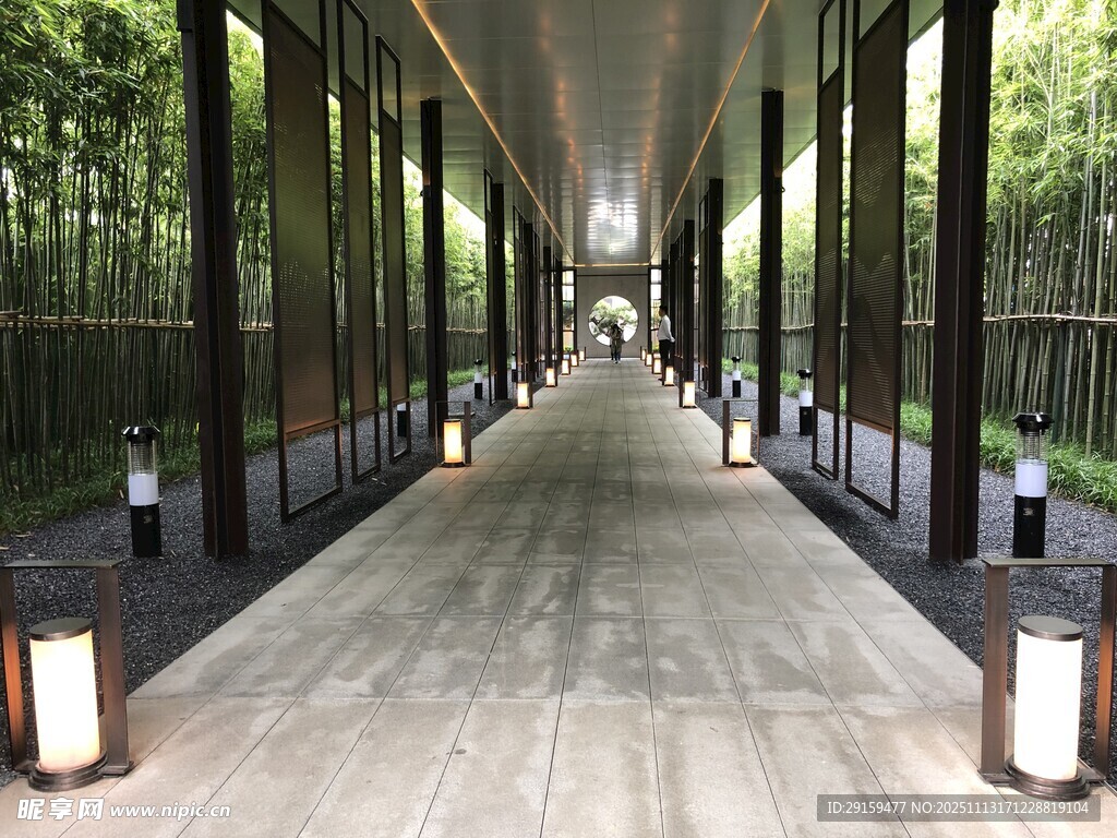 中式庭院長廊景觀