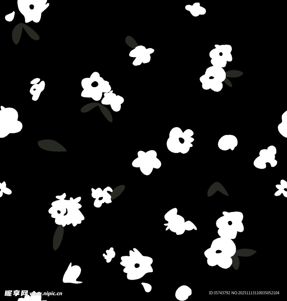 黑色底白色小花圖案