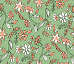 綠色底花卉圖案無(wú)縫背景