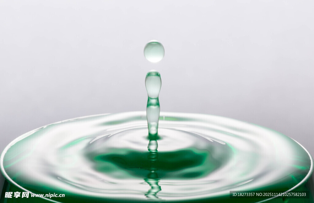 水滴落入水面的瞬間畫面