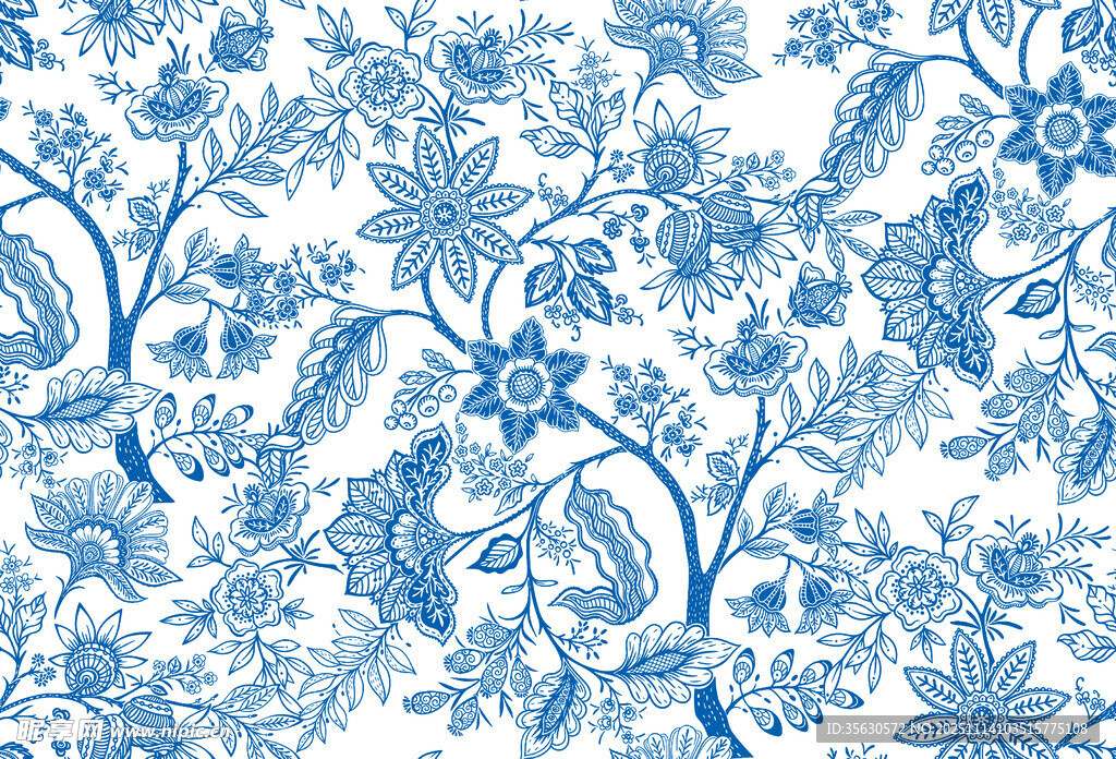 藍(lán)白青花瓷花紋圖案