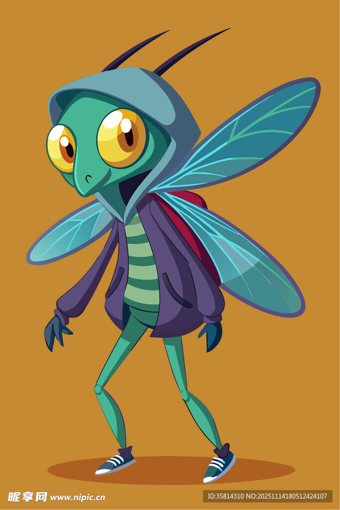 時尚裝扮的卡通蚊子形象