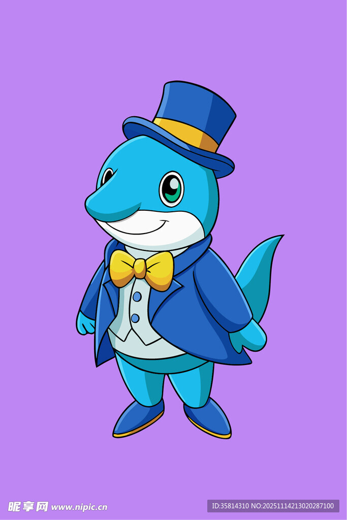 穿禮服戴禮帽的鯊魚形象