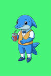 海豚擬人形象手持飲料