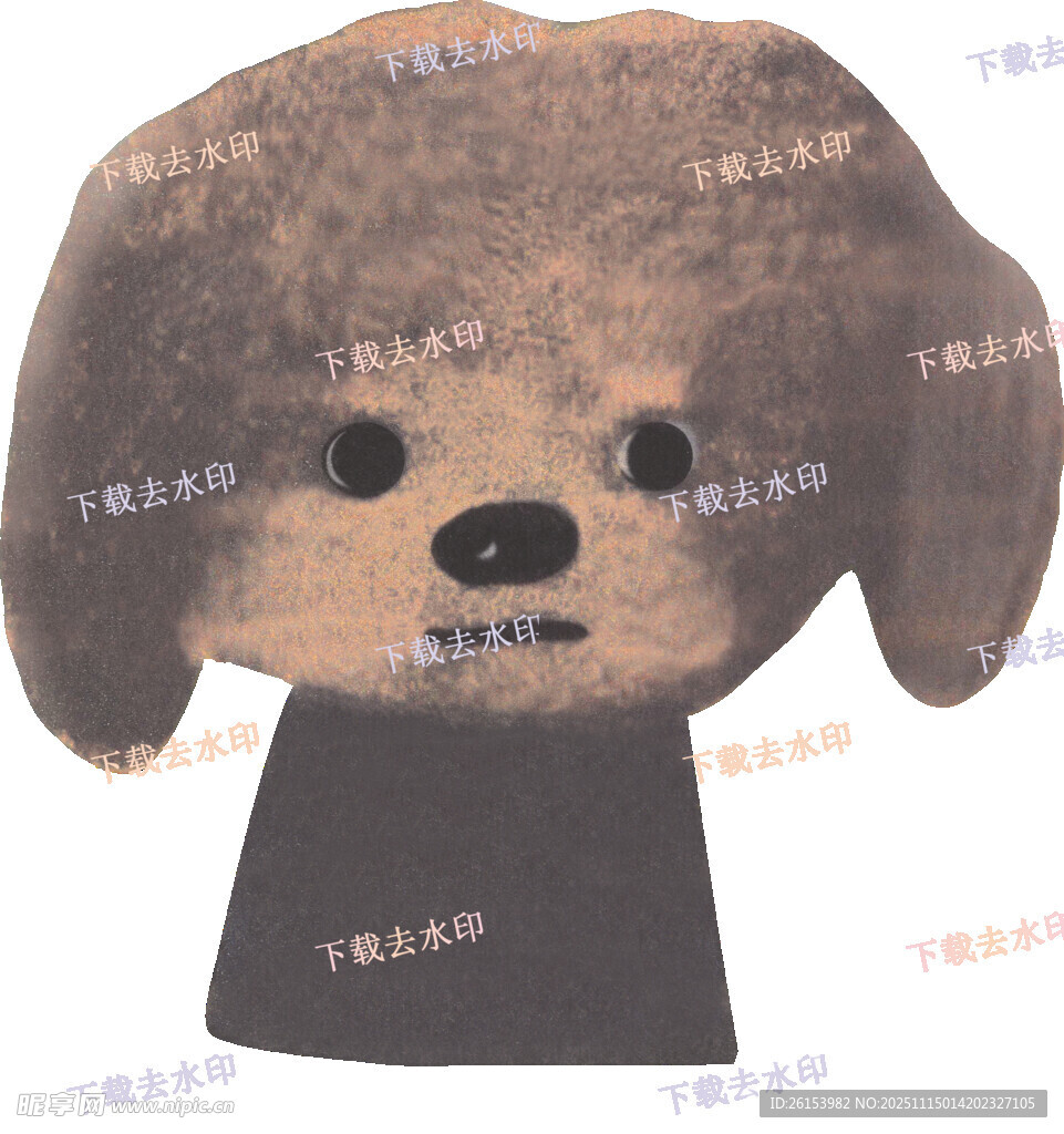 可愛卡通小狗頭像白墨 直噴 燙