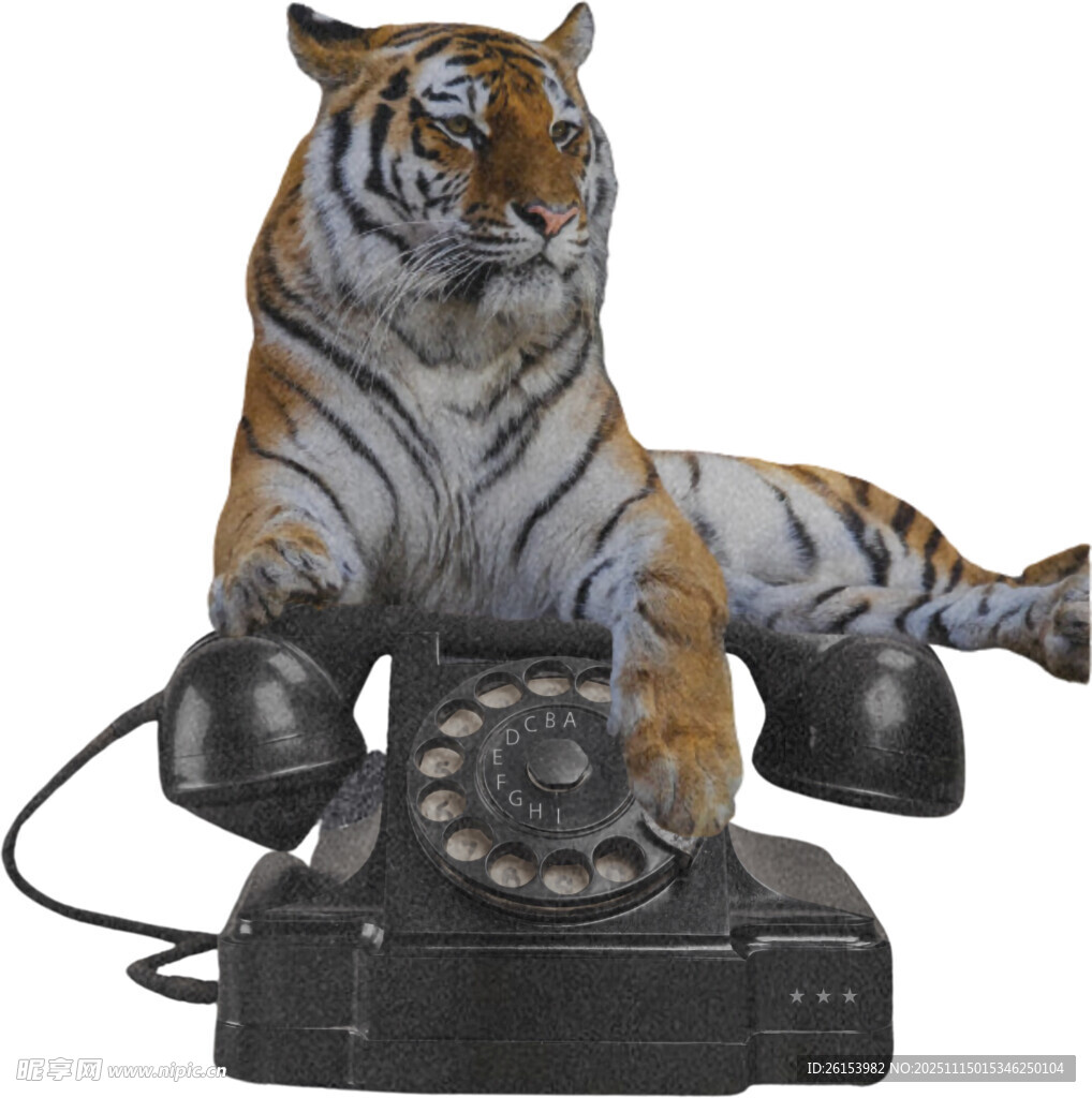 老虎造型復(fù)古電話機(jī)白墨 直噴 