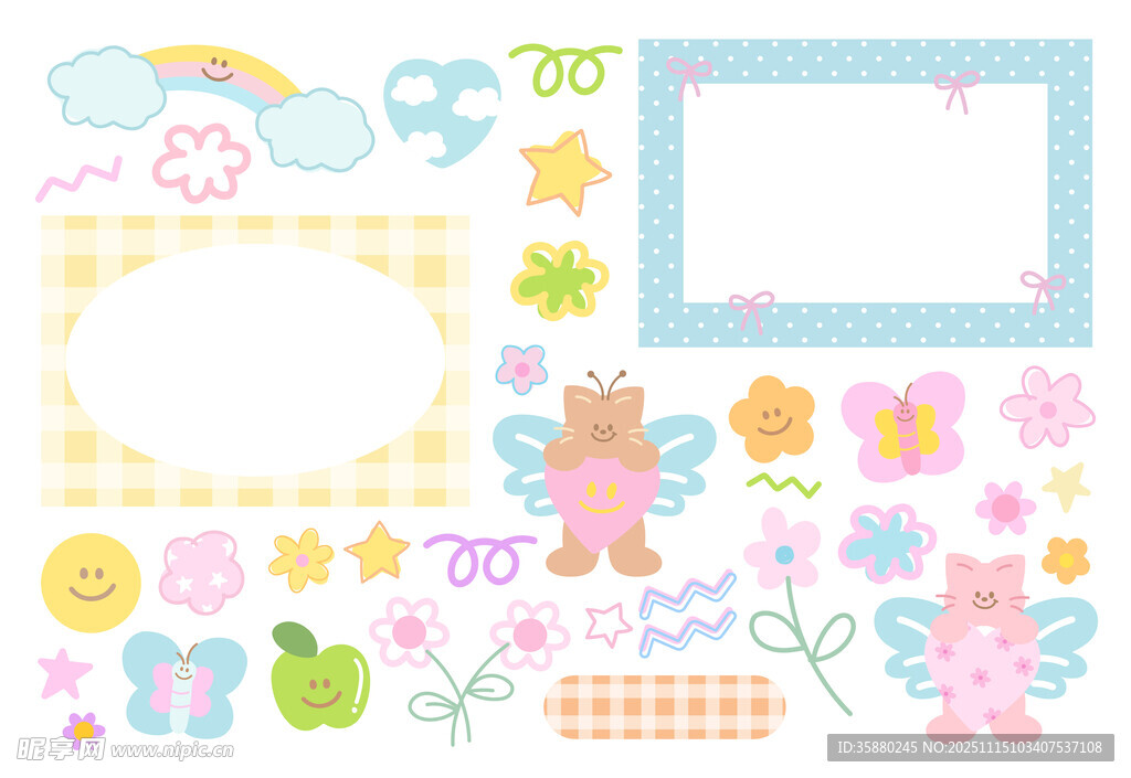 可愛(ài)卡通邊框圖案