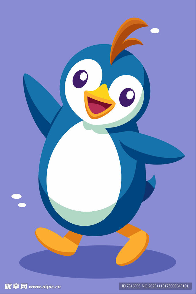 歡快跳舞的卡通小企鵝