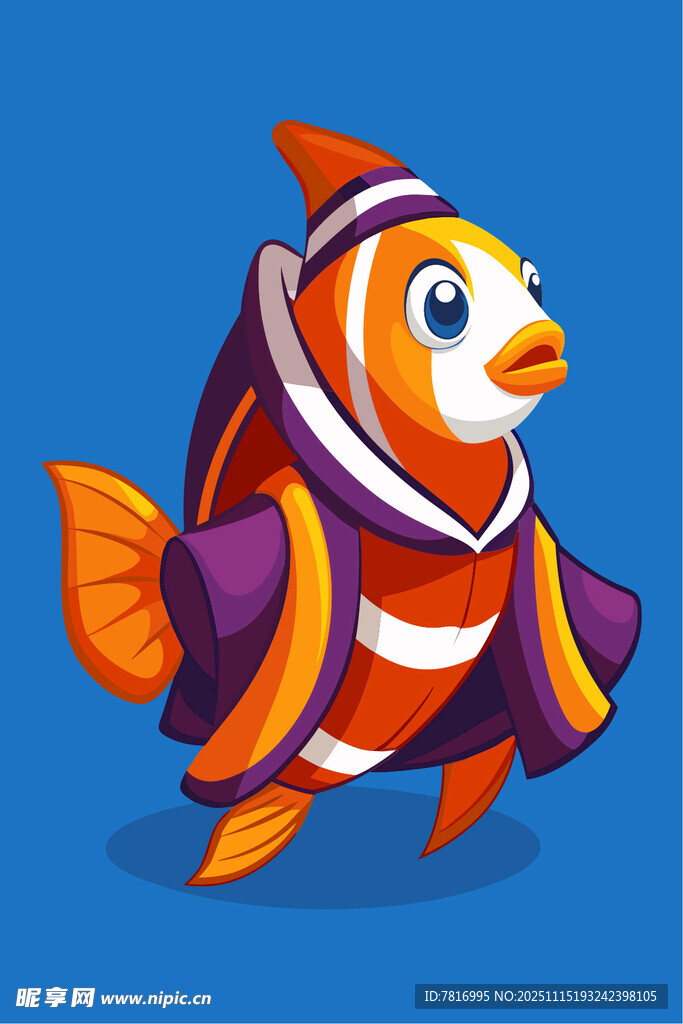 卡通宇航魚形象