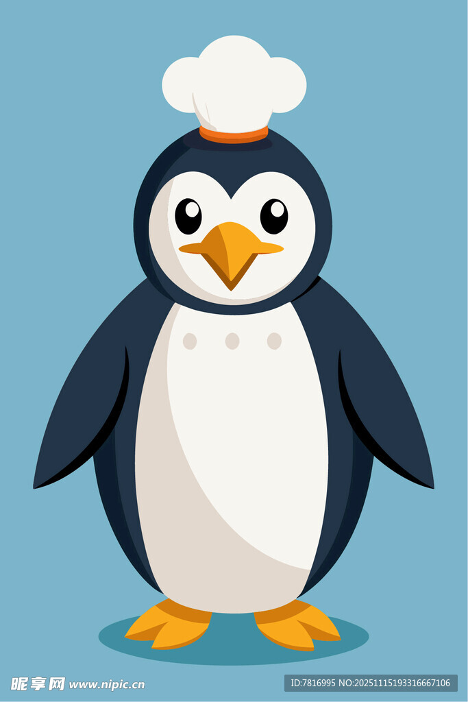 戴廚師帽的可愛企鵝