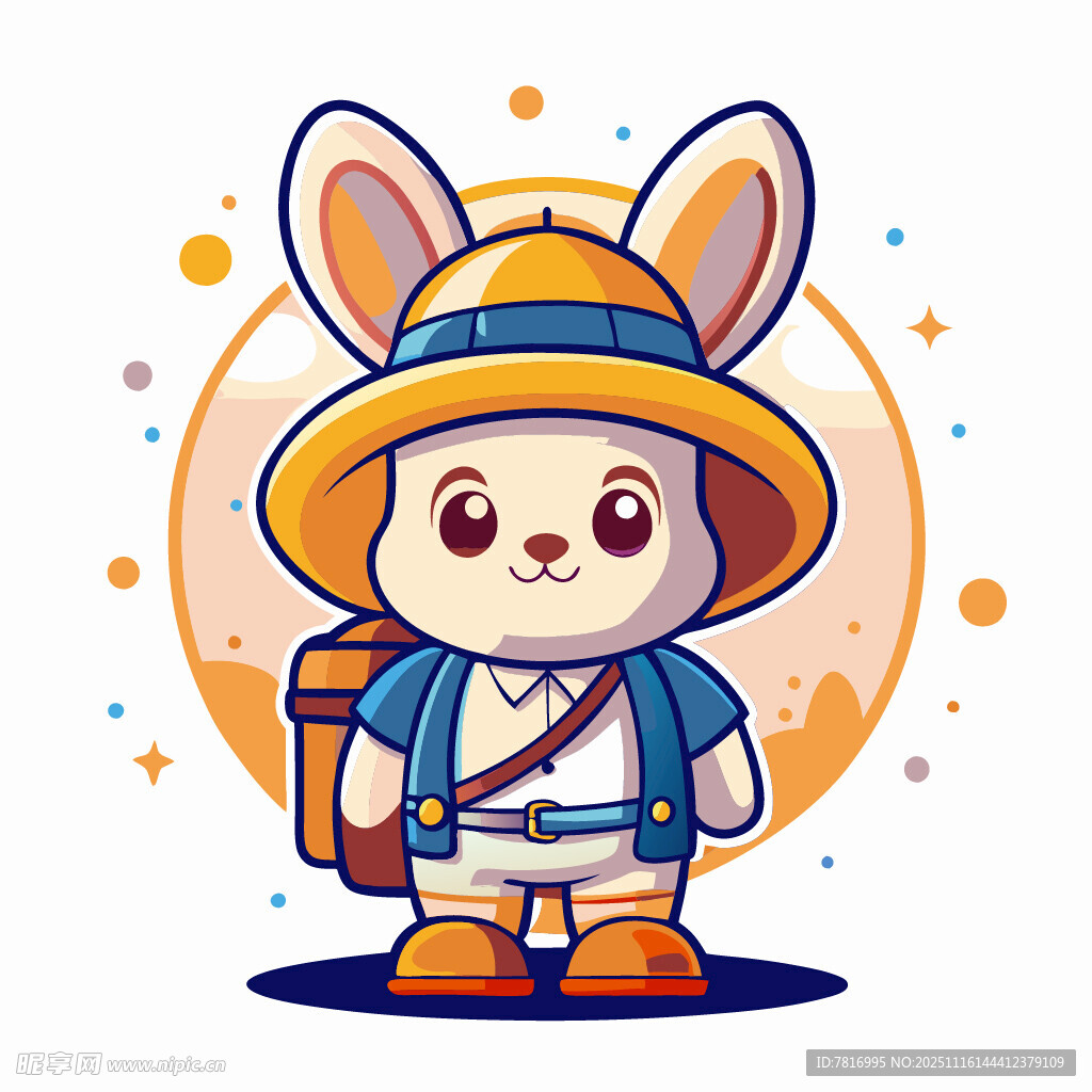 旅行小兔形象插畫