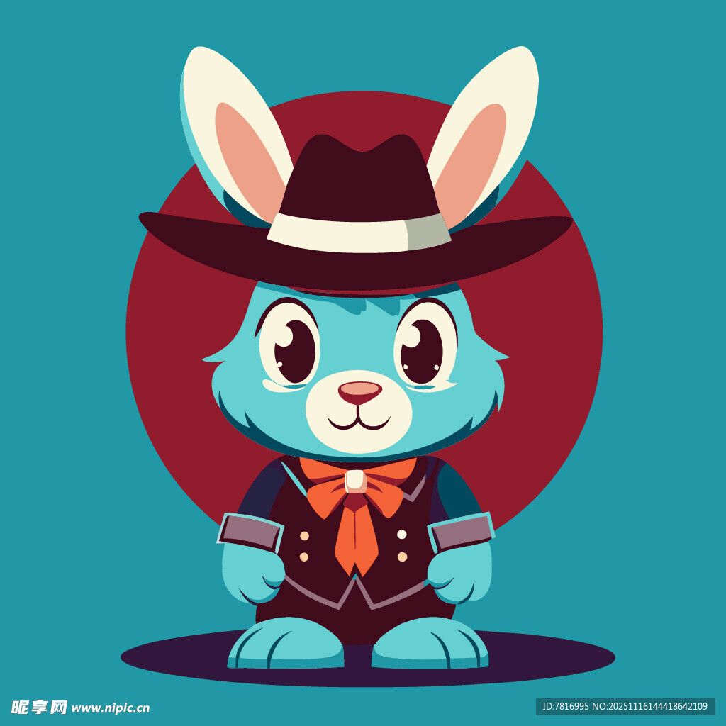 戴帽兔子牛仔形象