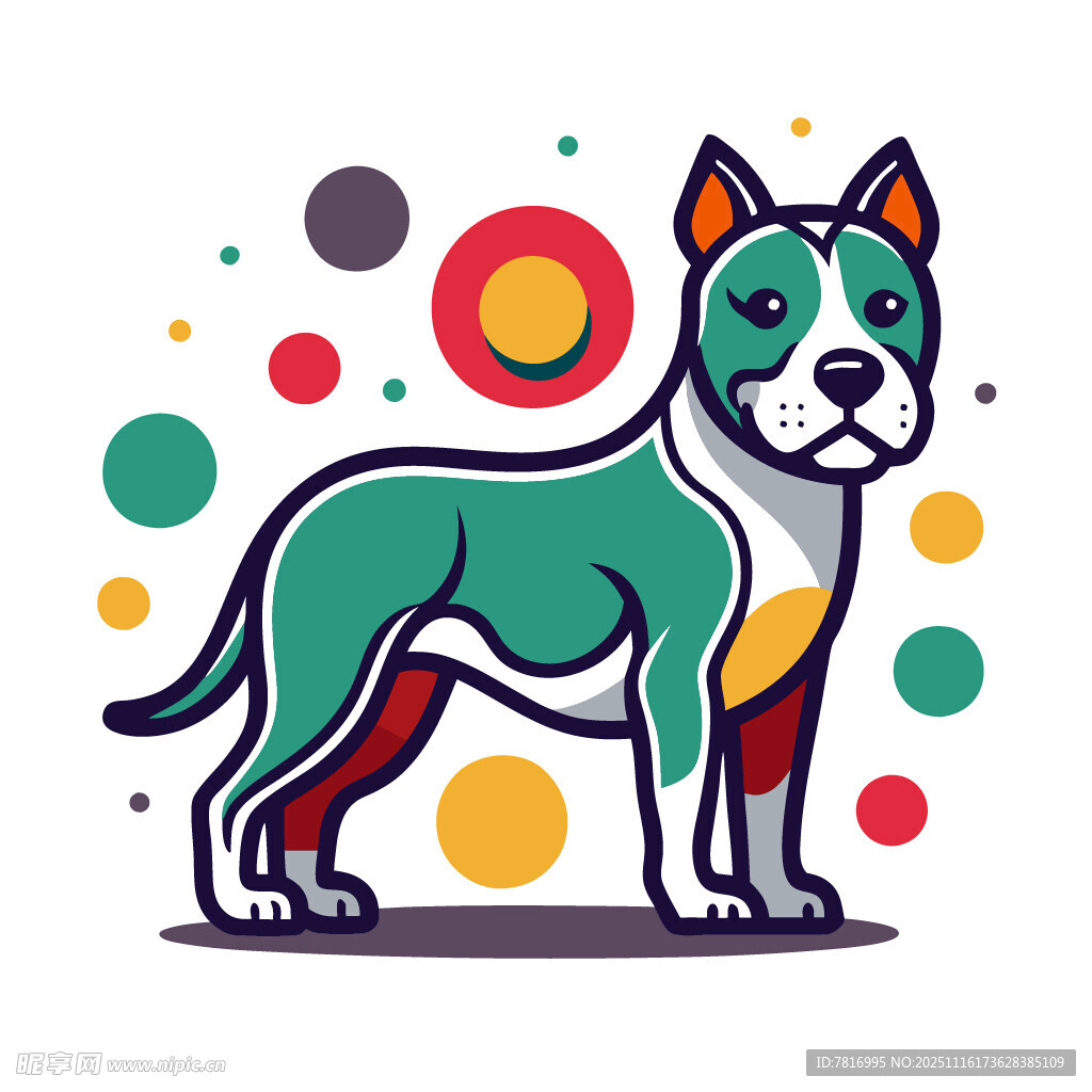 彩色斑點狗插畫