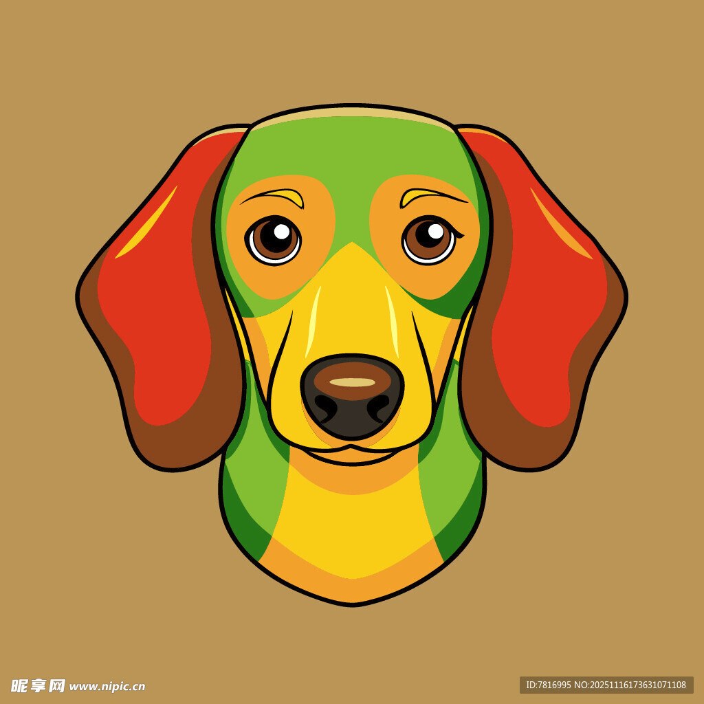彩色臘腸犬頭像