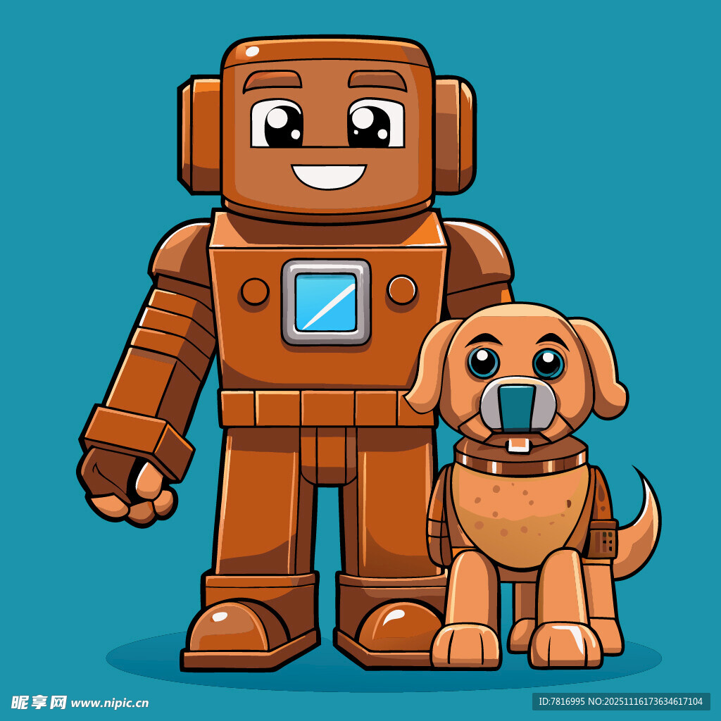 機器人與小狗的溫馨畫面