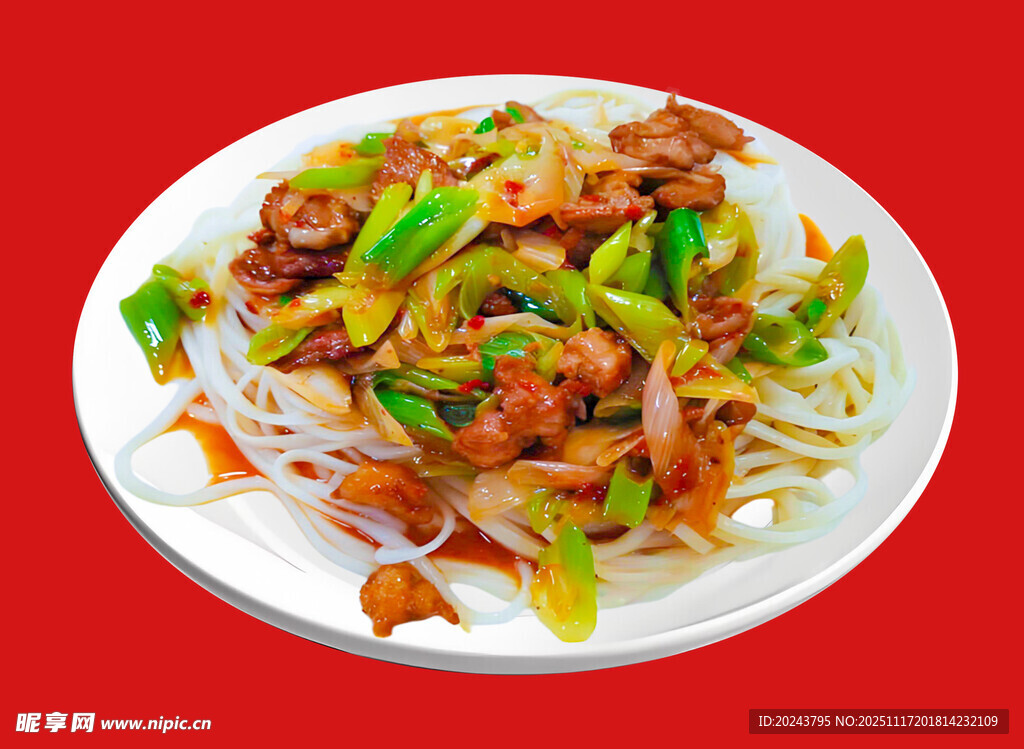 青椒肉絲蓋澆米粉