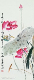 國畫荷花