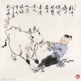水墨國畫 牽牛圖