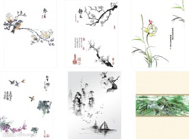 長城 鳥畫 梅花國畫