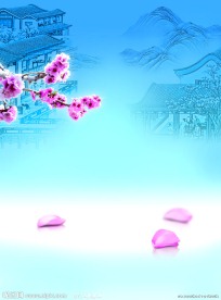 梅花國畫背景 花瓣 藍色古典背景