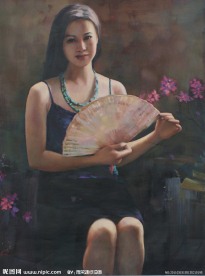 何岸少女油畫(huà)