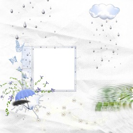 雨滴蝴蝶花藤相框相片背景设计