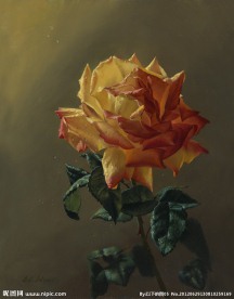 黃玫瑰油畫