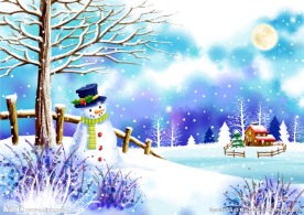 雪人风景插画