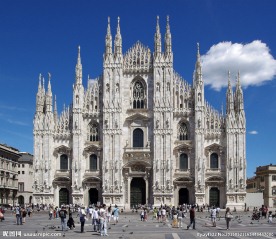 意大利米蘭大教堂正面攝影高清圖