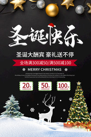 圣诞元旦狂欢季促销优惠展板