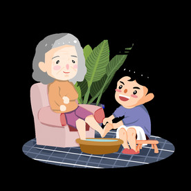 重陽節(jié)照顧老人洗腳素材