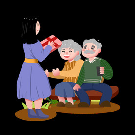 女孩送長輩老人禮物素材重陽節(jié)