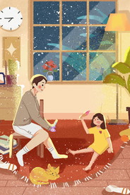 手绘父亲节插画图片