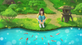 夏季人物女性河流插畫卡通素材