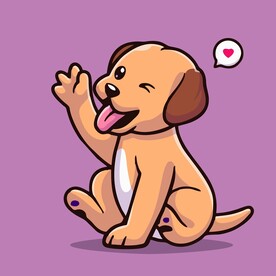 可爱金毛狗狗矢量卡通插画