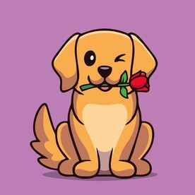 可爱金毛狗狗矢量卡通插画