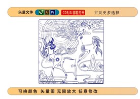 鹿矢量插画线稿