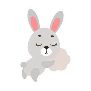 可爱小兔子插画扁平设计纯色背景