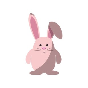 可爱小兔子插画扁平设计纯色背景
