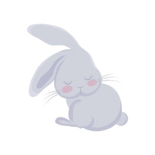 可爱小兔子插画扁平设计纯色背景